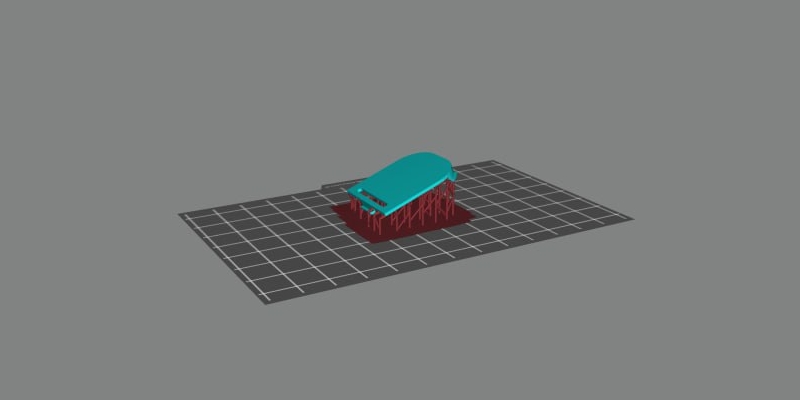 3D модель детали на поддержках